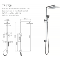 ECT Bacino Mutifunction Shower Rail (Elbow Built in the Top Bracket)